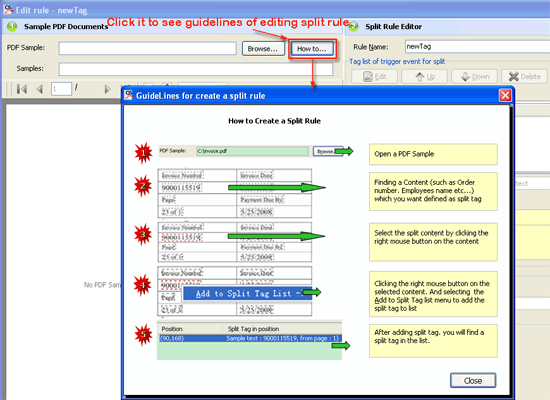 a-pdf content splitter edit rule guidelines